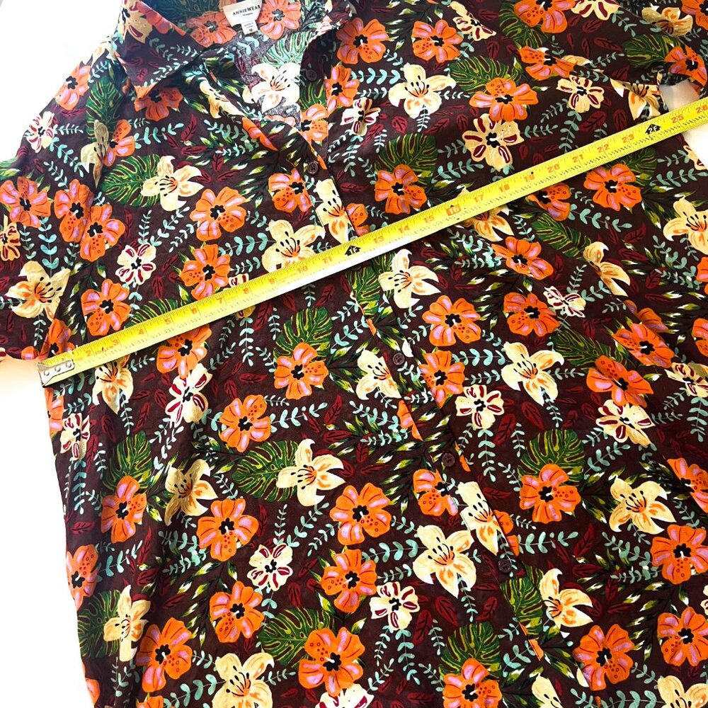 AnnieWear Floral Print Mini Dress Autumn Long Sleeve Button Down Shirt Dress  M - Picture 6 of 9